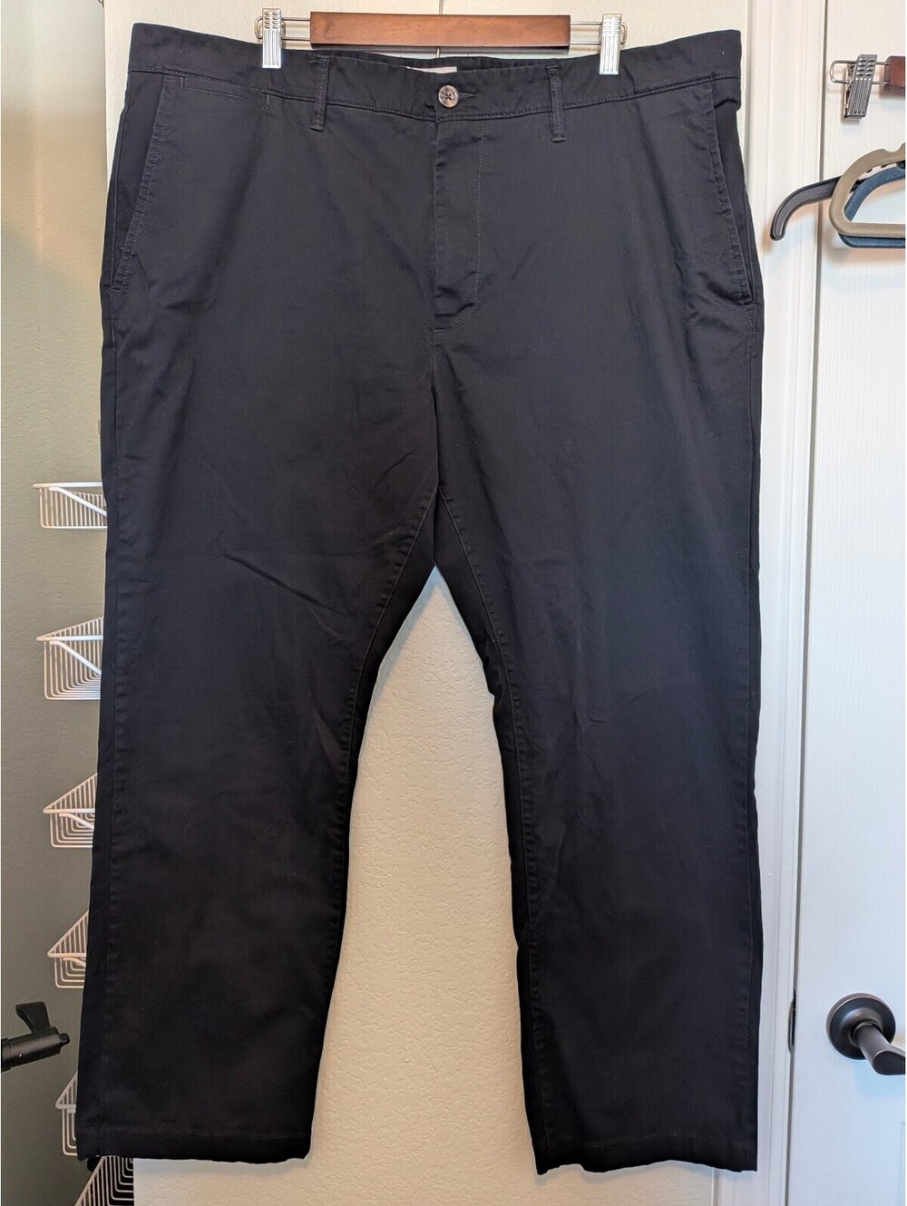 Goodfellow & Co Men's Black Slim-Fit Cotton Twill Dress Pants Versatile Mid-RIse